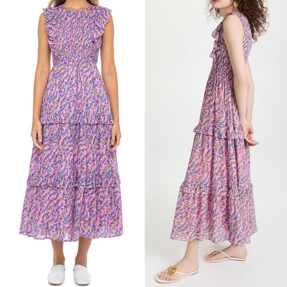 BANJANAN DRESS SMALL PURPLE MILKMAID WEST COUNTRY COASTAL COTTAGECORE - Picture 2 of 16